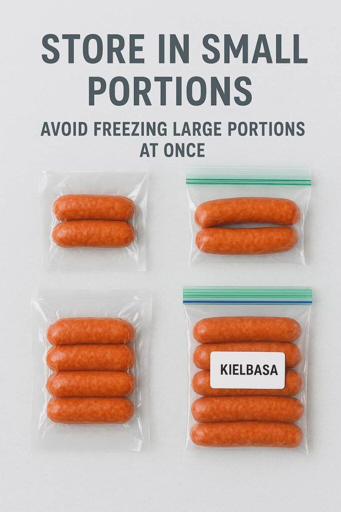 Store kielbasa in Small Portions