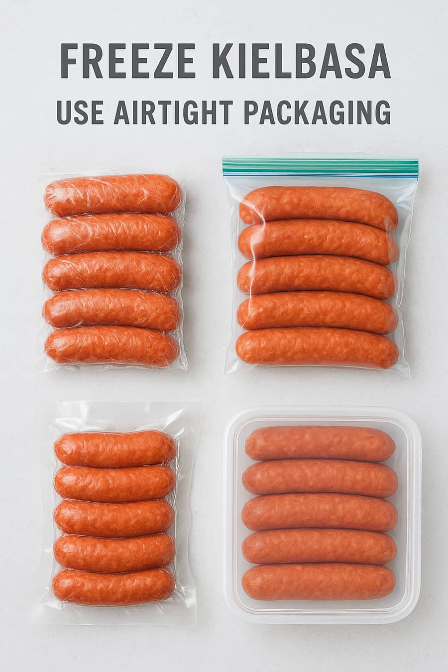 Freeze kielbasa using Airtight Packaging
